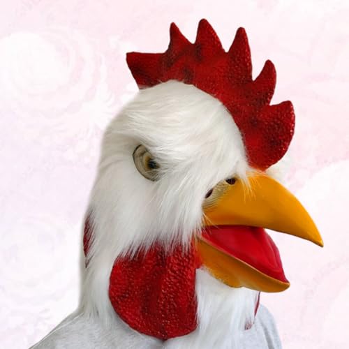 Masque de poulet blanc en latex résistant à l'usure pour carnaval