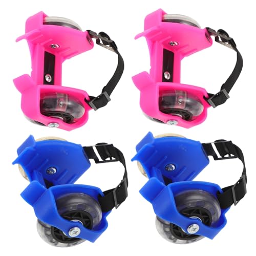 BRIGHTFUFU 2 Pairs Boys and Girls Roller Skates Adjustable Size Lights Ideal for Boys Girls Beginners Training Skating Shoes