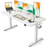 FEZIBO 電動 昇降デスク スタンディングデスク 幅152cm 奥行60cm 高さ72-118cm 上下昇降デスク 自動昇降式デスク 高さメモリー機能 静音 衝突検知 収納フック付き pc オフィスデスク テレワーク standing desk ホワイトフレーム/ホワイト天板