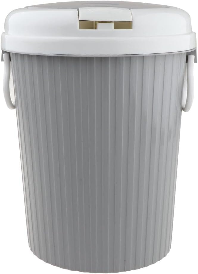 Modern Touch Kitchen Trash Can Flip Lid Press Type Wasterpaper Bin for Large or Small Families, Plastic Rubbish Bin with Handles - Pink S