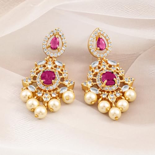 Image of Rubans Chandelier Earrings Traditional Festive Jewellery Gift for Women & Girls