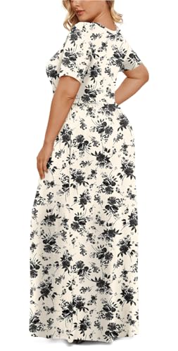 Image of LONGYUAN Women's Plus Size Maxi Dresses Summer Short Sleeve Casual Long Dress 2026 XL-6XL