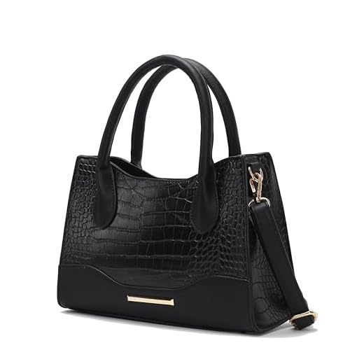 MKF Collection Bolsa feminina Gili de couro vegano em relevo crocodilo bolsa transversal da Mia K, Gili Preto