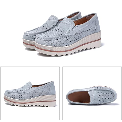 Image of YING LAN Women Slip On Loafers Comfort Suede Moccasins Wide Low Top Shoes