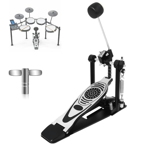 Bass Drum Pedal,Double Chain Drive Kick Pedal with Adjustable Spring & Beater Angle, Heavy-Duty Metal Foot Pedal with Non-Slip Base, Compatible with Acoustic/Electronic Drum Kits