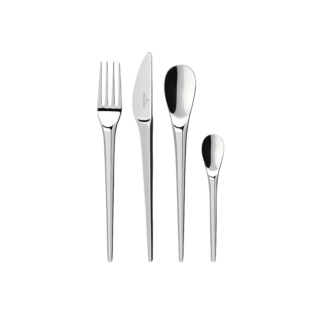 Villeroy & Boch - NewMoon Cutlery Set, 24 Pieces Stainless Steel, Dishwasher Safe, Cutlery Set for 6 People, Tableware, Dinnerware, Stainless Steel