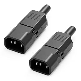 Baomain AC Power Connector IEC320 C14 Male Plug Toolless Design TUV 2-Pack