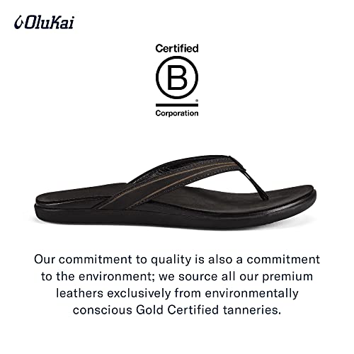 OLUKAI 'Aukai Women's Beach Sandals, Soft Leather Flip-Flop Slides with Non Marking Outsoles, Lightweight & All-Day Comfort4