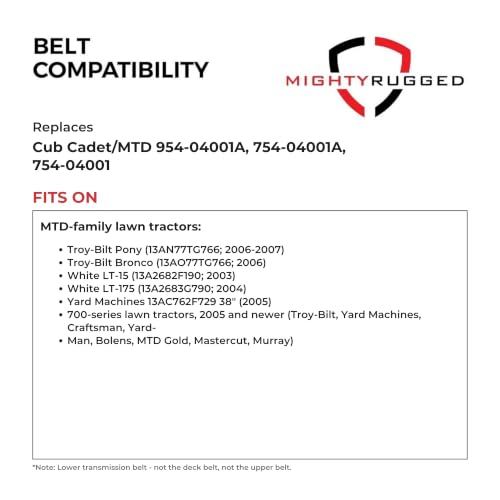 Image of MightyRugged 954-04001A Lower Transmission Belt for MTD Troy-Bilt Pony