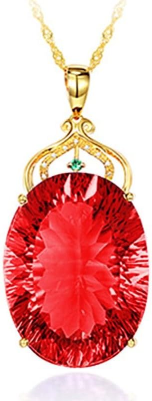 Q&D&S 18K Birthstone Gold Plated Garnet Pendant Necklace, Crystal Red Pendant Necklace for Women Boho Red Jewelry for Gift