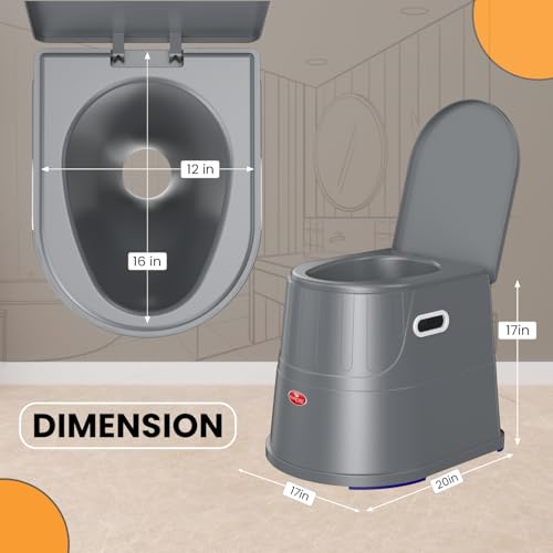 Image of EASYCARE Heavy Duty Portable Indian to Western Toilet Converter | Commode Stool for Patients, Adults, Elderly, Kids, Handicap | Portable Toilet Seat | Toilet Chair I Capacity Upto 110 Kgs (Grey)