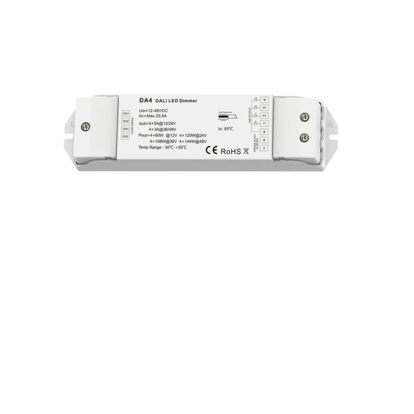 DC12-48V LED Controller 1/4 Channel Constant Voltage DALI dimmer DA1/4 Output PMW dimming Push Dim Multiple Protection(DA4)