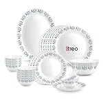 Treo by Milton Opalware Aurelia Lavelle Dinner Set of 27 | Serving for 6 | Microwave & Dishwasher Safe | Bone-Ash Free | Tempered Toughness | Plates & Bowls | Crockery Set for Dining & Gifting