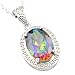 Amazing Shining Ct Huge Vintage Natural Rainbow Mystical Topaz Gemstone Silver Necklace Pendant Color 7