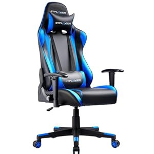 GTPLAYER Gaming Stoel Bureaustoel Gamer Ergonomische Stoel Verstelbare in Hoogte Verstelbare Gamerstoel met Ergonomisch Ontwerp (Zwart-Blauw)