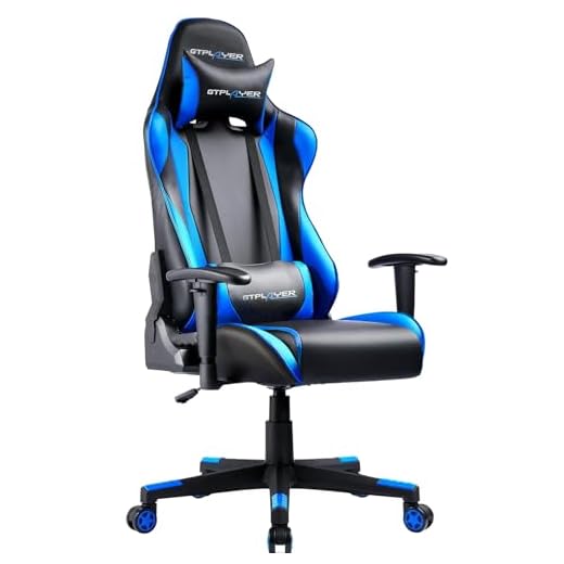 GTPLAYER Silla Gaming Escritorio Oficina Gamer Ordenador Tela Despacho Juvenil Garantía de 2 años Silla Ergonomica con Cojín Masaje Reposabrazos 2D Ajustables Respaldo Reclinable Color Azúl