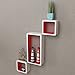 vidaXL 3 Etagères Cubes murales MDF Blanc-Rouge Rangement pour DVD/Livres