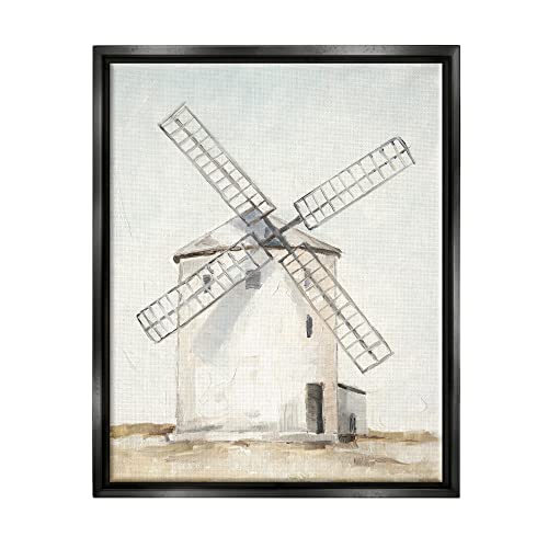 Stupell Industries Windmill Farm Landscape Neutral Blue Brown Painting, Floater Frame, Design by Ethan Harper by Stupell Industries - Used condition - US$58.37