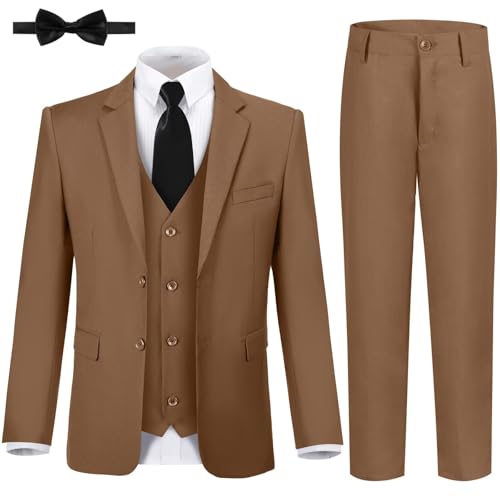 JPF Boy's Formal Suit Set Slim Fit Kids Tuxedo Suits for Wedding Teen Toddler Boy Dress Suit Outfit