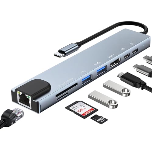 Hub USB C 8 en 1 con HDMI y Ethernet