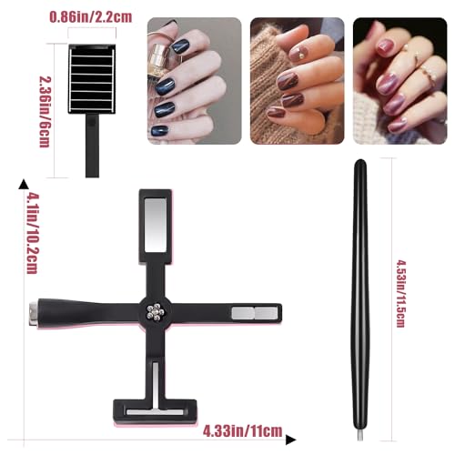 Dr.nail Nail Magnet for 3D Cat Eye Gel Nail Polish Magnet Tools, 11 Pcs Cat Eye Magnet for Nails,5 in 1 Nail Magnet for Nail Art with Silicone Case,Nail Magnet Pen Stripe Nail Magnet Wands for Nail Art DIY