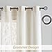 Central Park Beige White Stripe Farmhouse Curtains Semi-Sheer Rayon Blend Heavy Linen Texture Window Curtain Panel 6 Grommets Treatment for Living Room/Bedroom, Set of 2, 44