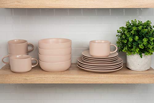 10 Strawberry Street Wazee Matte Coupe Dinnerware Set, 16 Pc, Blush Pink #TOP5