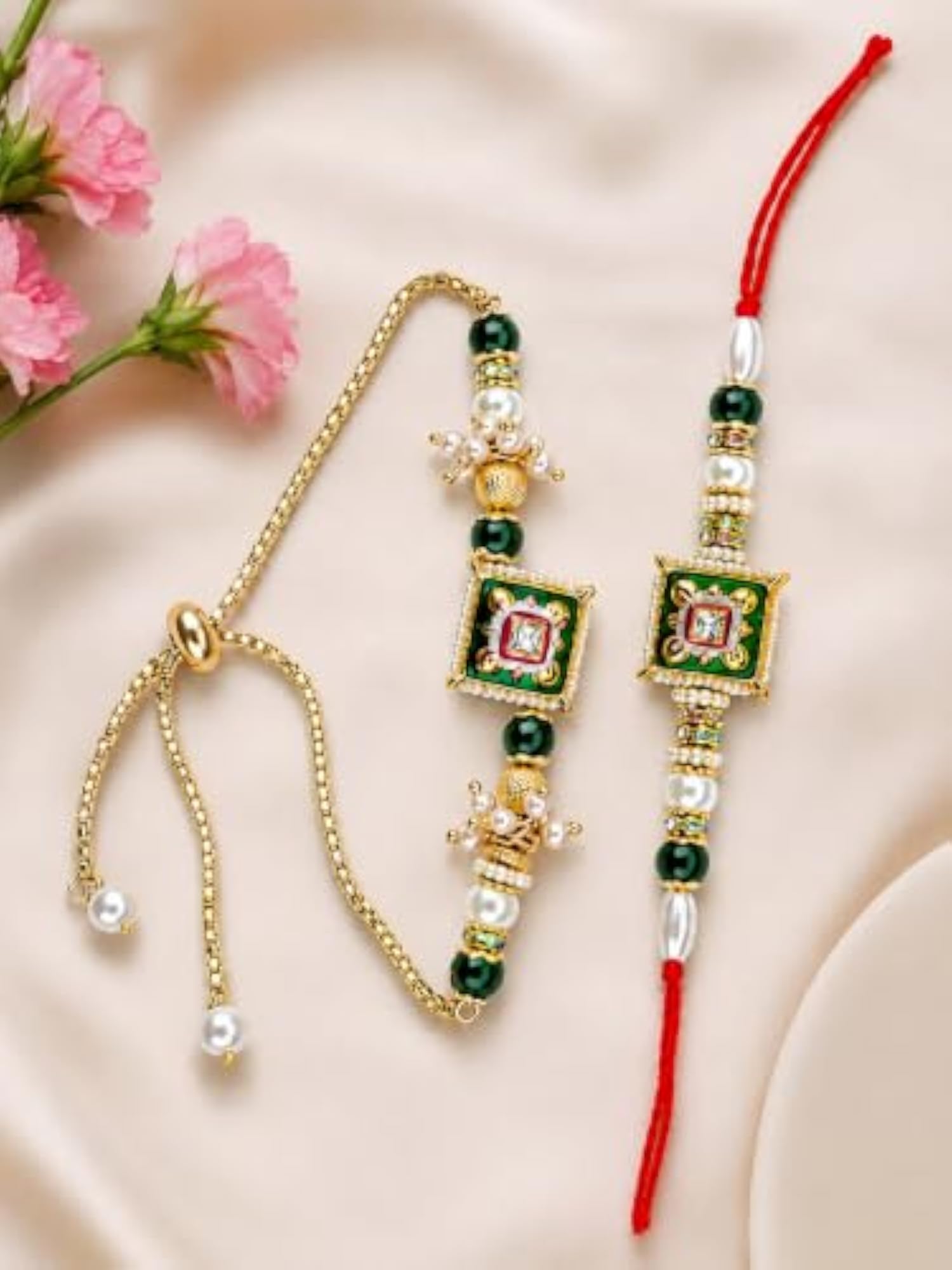 Premium Designer Rakhi & Lumba Set for Bhai Bhabhi