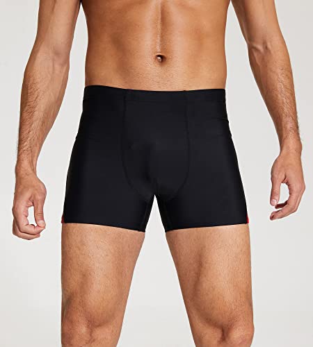 Devoropa Men's Athletic Swim Jammers Square Leg Compression Swim Brief Trainning Swimsuit Quick Dry Bathing Swimming Shorts Black/Red 2Xl #TOP1