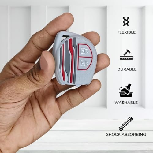 Image of KEYCEPT Tristar Key Cover for Suzuki Swift, Dzire, Ertiga, Baleno, Grand Vitara, Celerio, WagonR, Brezza, Scross, Fronx, Jimny, Ignis 2 Button Remote Key. (Grey)