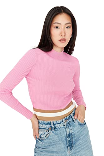 Girocollo Colorblock Regular Maglione Maglia di Tuta M donna rosa