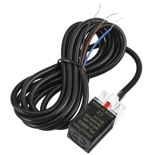 Heschen Interruptor de sensor de proximidad inductivo cuadrado sin escudo tipo PL-08N2 Distancia del detector 8mm 10-30VDC 200mA NPN Normalmente cerrado (NC) 3 cables