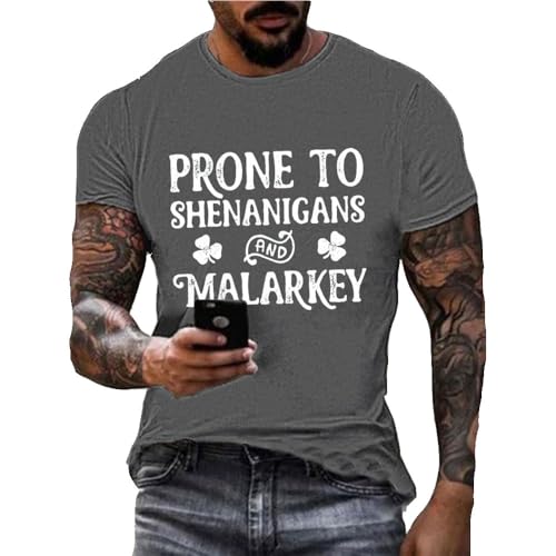 Vintage Funny Prone to Shenanigans and Malarkey Print Casual Shirt Men Gift