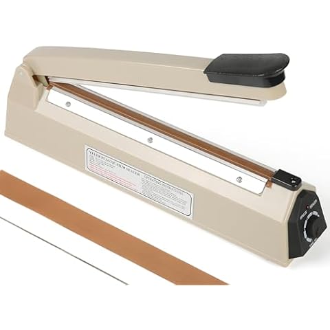 Yeler 12 Inch Impulse Heat Sealer Impulse Bag Sealer Manual Poly Bag Heat Sealer Machine for Plastic Bags PE PP Bags Extra Replace Element Grip (Beige) Cover