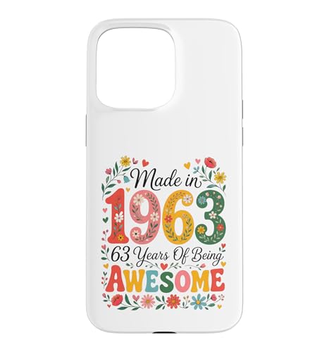 63 Year Old Made in 1963 Retro Floral 63rd Birthday Women �X�}�z�P�[�X iPhone 15 Pro Max �p