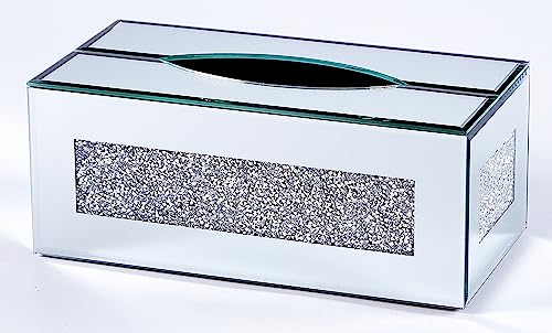 Banqle Tissue Box Holder Glass Crystal Storage Box For Home Décor,Table Napkin,Napkin Holder Table,Silver #TOP6
