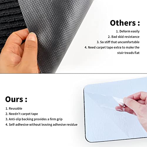 Chiyuns Non Slip Carpet Stair Treads For Wooden Steps Indoor, 8 X 30" (15 Piece) Stair Runners For Wood Stairs, Stair Runner Rugs Safety For Dogs Kids Elders And Pets With Reusable Adhesive, Grey #TOP4