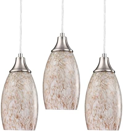karyfine Milk Mini Glass Pendant Lights,Blown Art Glass Pendant Hanging Light Fixtures Kitchen Island Pendant Lamp Shade with Brushed Nickel Finish for Bar Counter,Hallway,Dining Room-3Pack