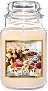 FabFinds 18oz Scented Natural Soy Candles Glass Jar with Lids Belgian Waffles Gifts for Women Large (Burn Time: 104 Hours)