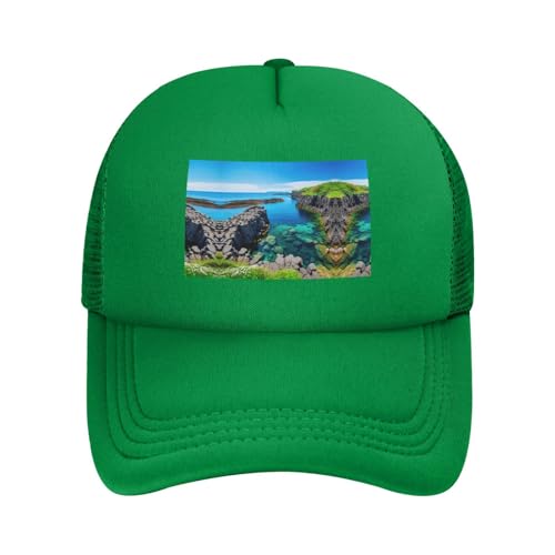 FSCEV Jeju Island Korea - Gorra de béisbol de malla para adultos, para viajes, ciclismo, correr, senderismo, pesca al aire libre, verde, Talla única