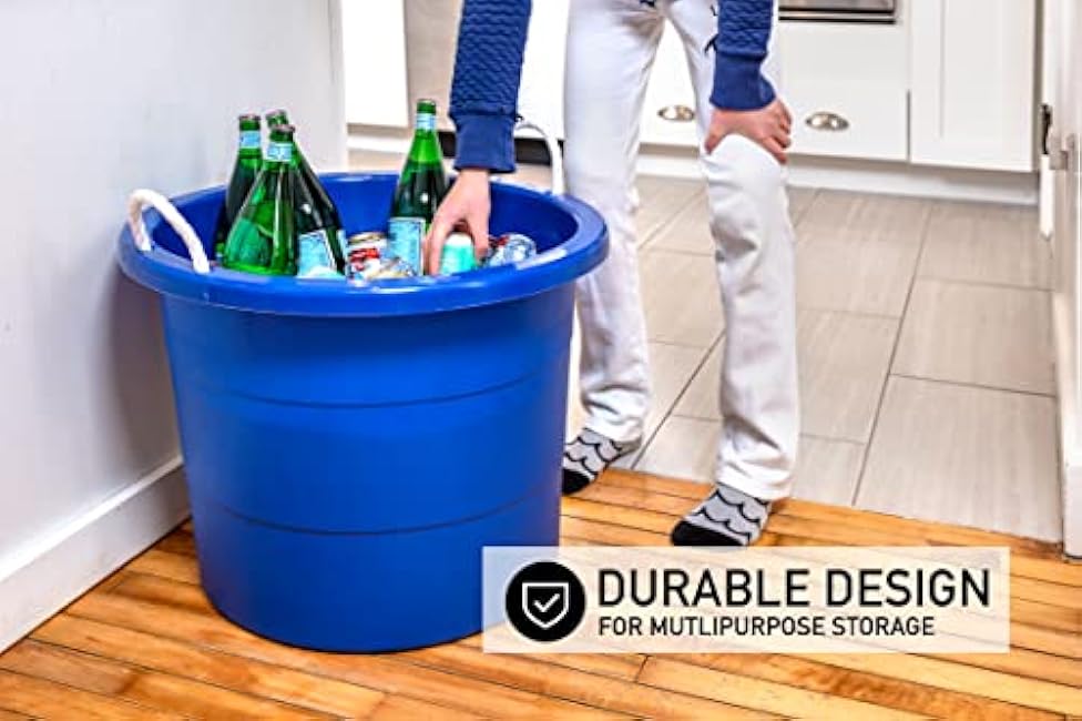 United Solutions 19 Gallon Rope Handle Tub, 2-Pack, Heavy-Duty Organization and Easy-Access Storage Tub, Multi-Purpose, Made with Rugged Plastic, Black