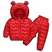 Winter Down Coats for Kids Baby Boys Girls Light Puffer Padded Jacket Bear Hoods Outerwear with Pants (Red-A, 4-5 Years)