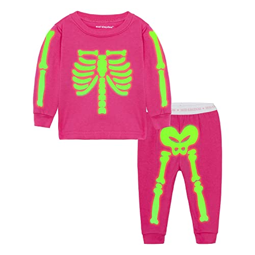 Mud Kingdom Glow in The Dark Skeleton Boys Pajamas Sets Short Sleeve Summer Black