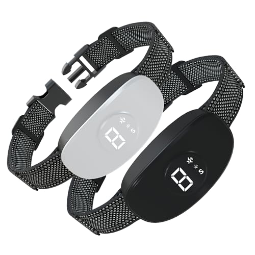 Meloive Collar Antiladridos para Perros, Collar Vibración con 8 Niveles de Sensibilidad Ajustables, 4 Modos de Vibración/Fuerte Vibración/Sonido, Resistencia al Agua y Recargable, 2 Piezas
