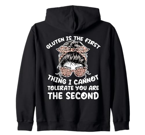 Celiac Awareness Gluten First Thing No tolero el bollo Sudadera con Capucha