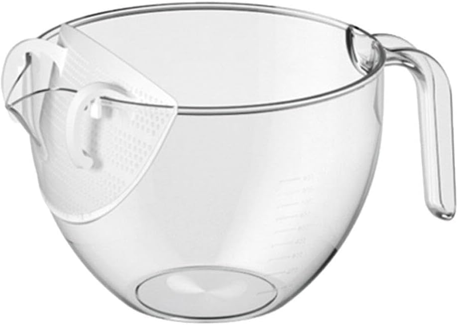Excefore Plastic Rice Washing Bowl with Strainer, 2 Pcs Heavy Duty Rice Washer Strainer Colander with Handle, Filter Strainer Basket for Cleaning Vegetable, Fruit, Pasta, Beans, Transparent