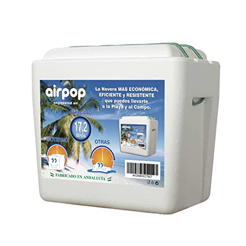 UTILBOX Nevera Portátil de Corcho Blanco Medi - 17,2 L. Caja Isotérmica de Poliestireno para Alimentos y Bebidas. Eficiente, Resistente y Ligera - con Asas. Ideal para Camping y Playa