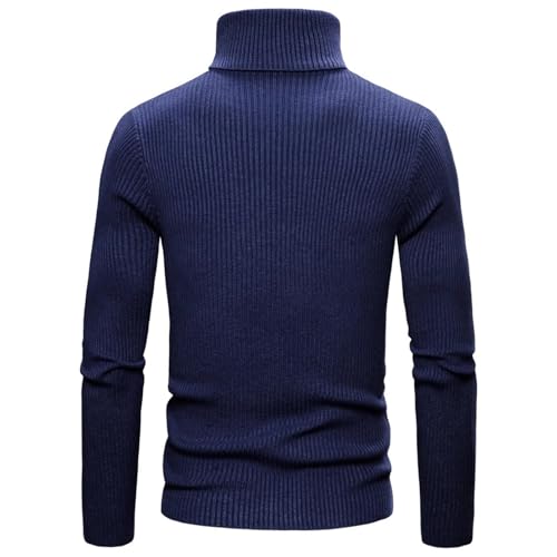 Men's Ribbed Slim Fit Knitted Pullover Casual Turtleneck Sweater Winter Cold Proof Base Top4