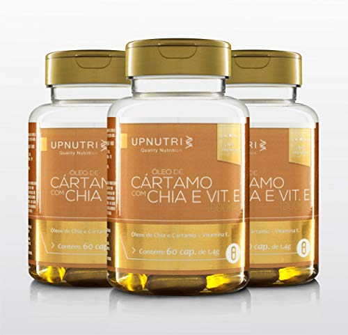 Óleo de Cártamo com Chia e Vitamina E – 60 cápsulas - kit 03un