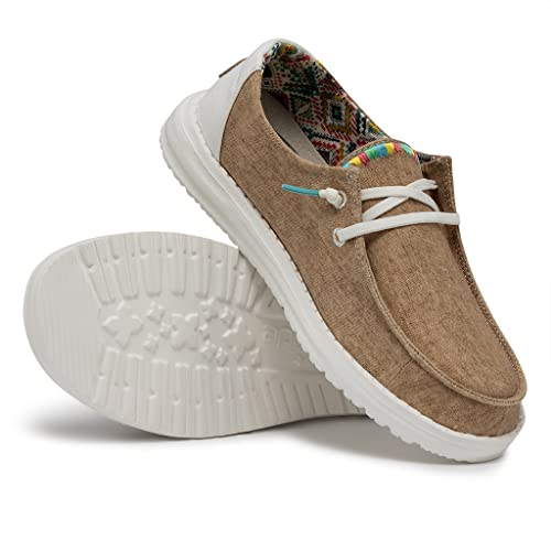 Image of HEYDUDE Women's Wendy Boho Slip On Shoe, Sand Size 8 | Lightweight Casual Loafer with Memory Foam Insole